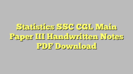 Statistics SSC CGL Main Paper III Handwritten Notes PDF Download